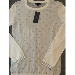 Tommy Hilfiger Classic Sweater Polka Dots Women's Small White/Grey Crewneck